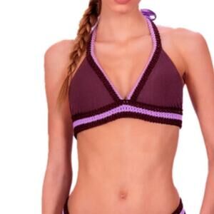 Despi Women's Marsala Crocheted Reversible Bikini Top Size S